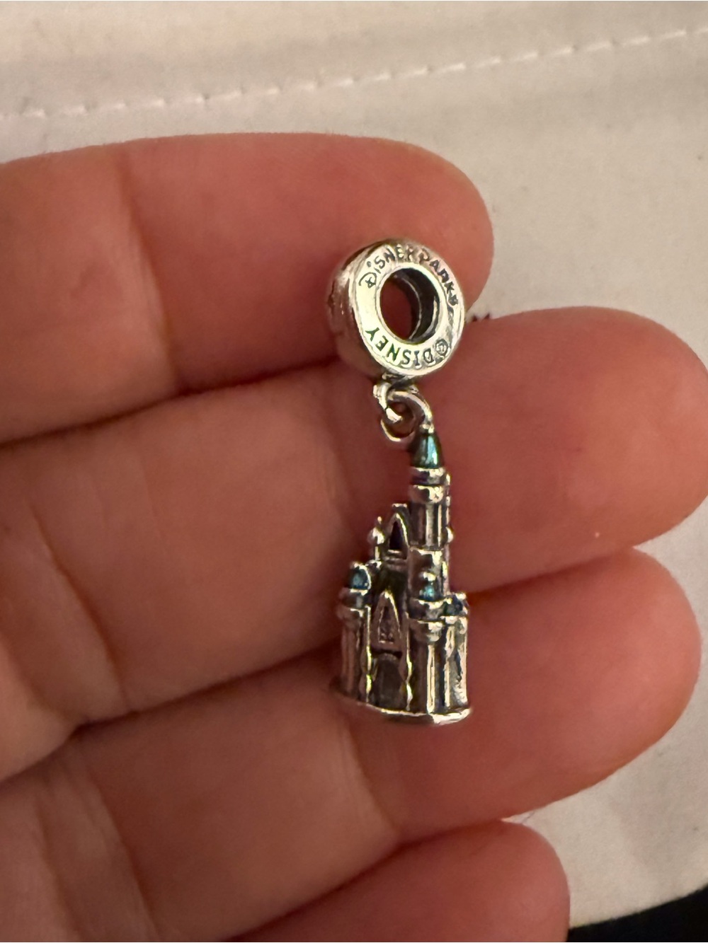 Pandora Silver Castle Dangle Charm with Blue Accents